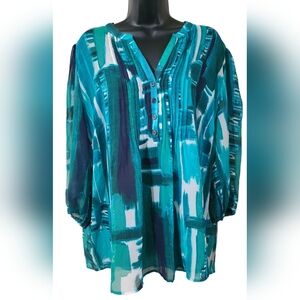 Women's Nicole Miller New York Sheer Blouse with Button Detail